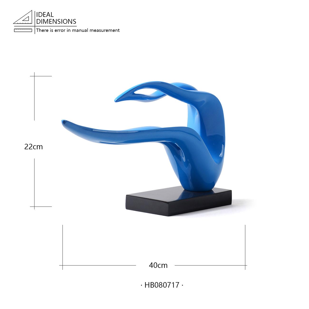 Modern Abstract Sculpture – Blue Polyresin Figurine Home Décor & Table Centerpiece (40cm)