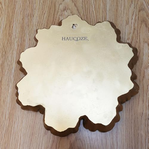 HAUCOZE Gold Flower Wall Sculpture – Modern Polyresin Wall Art Decor & Gift Figurine, 31cm