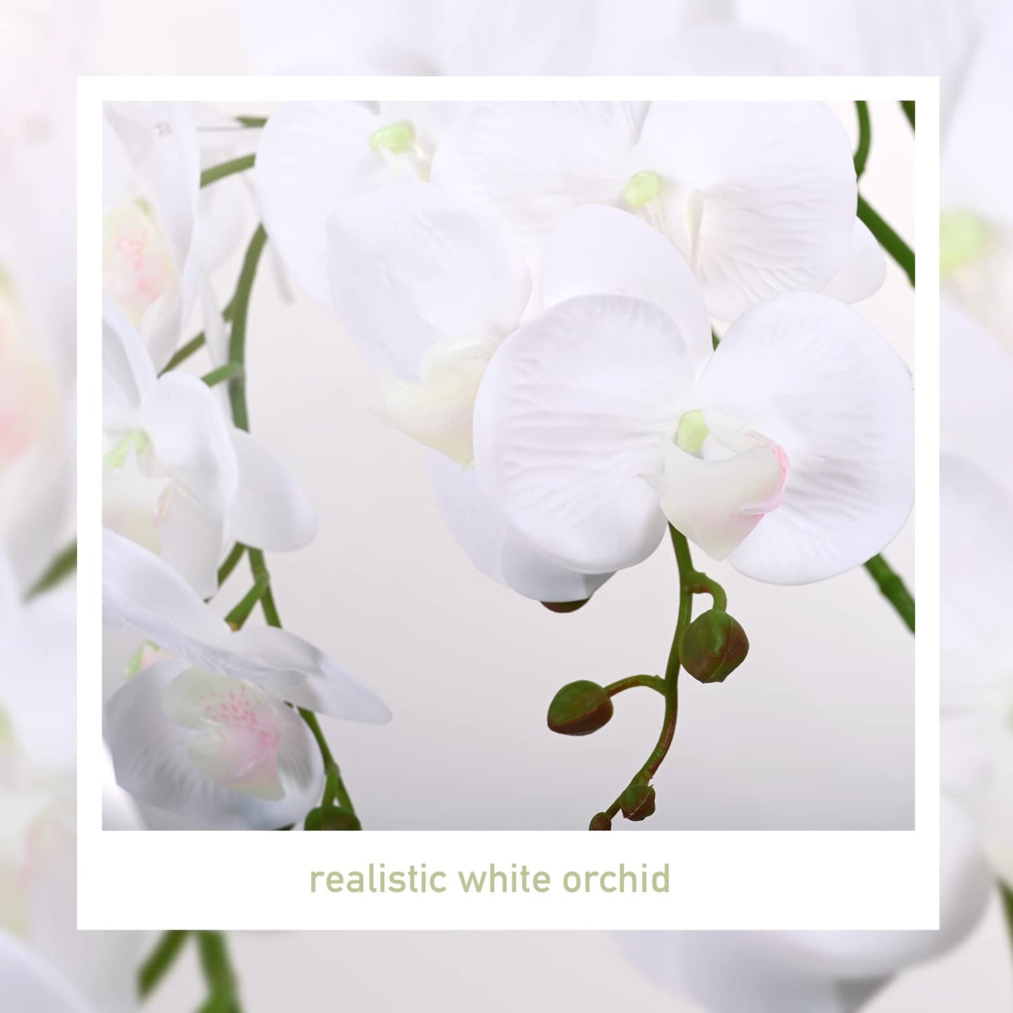 LIVILAN Artificial WhiteArtificial White Orchid Silk Flower with Gold Vase – Faux Phalaenopsis for Home, Kitchen & Table Centerpieces Orchid Silk Flower Fake Plant with Gold Vase - Faux Phalaenopsis for Home Decor, Kitchen, Table Centerpieces