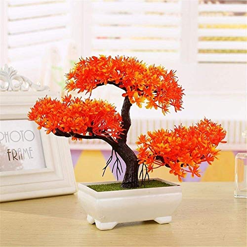 Artificial Pine Bonsai Tree – Orange Potted Decorative Plant for Home, Office & Garden