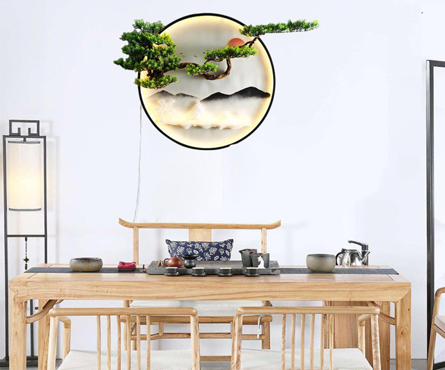 3D Pine Bonsai Wall Sculpture with LED Light – Artistic Wall Décor for Living Room, Office & Entryway