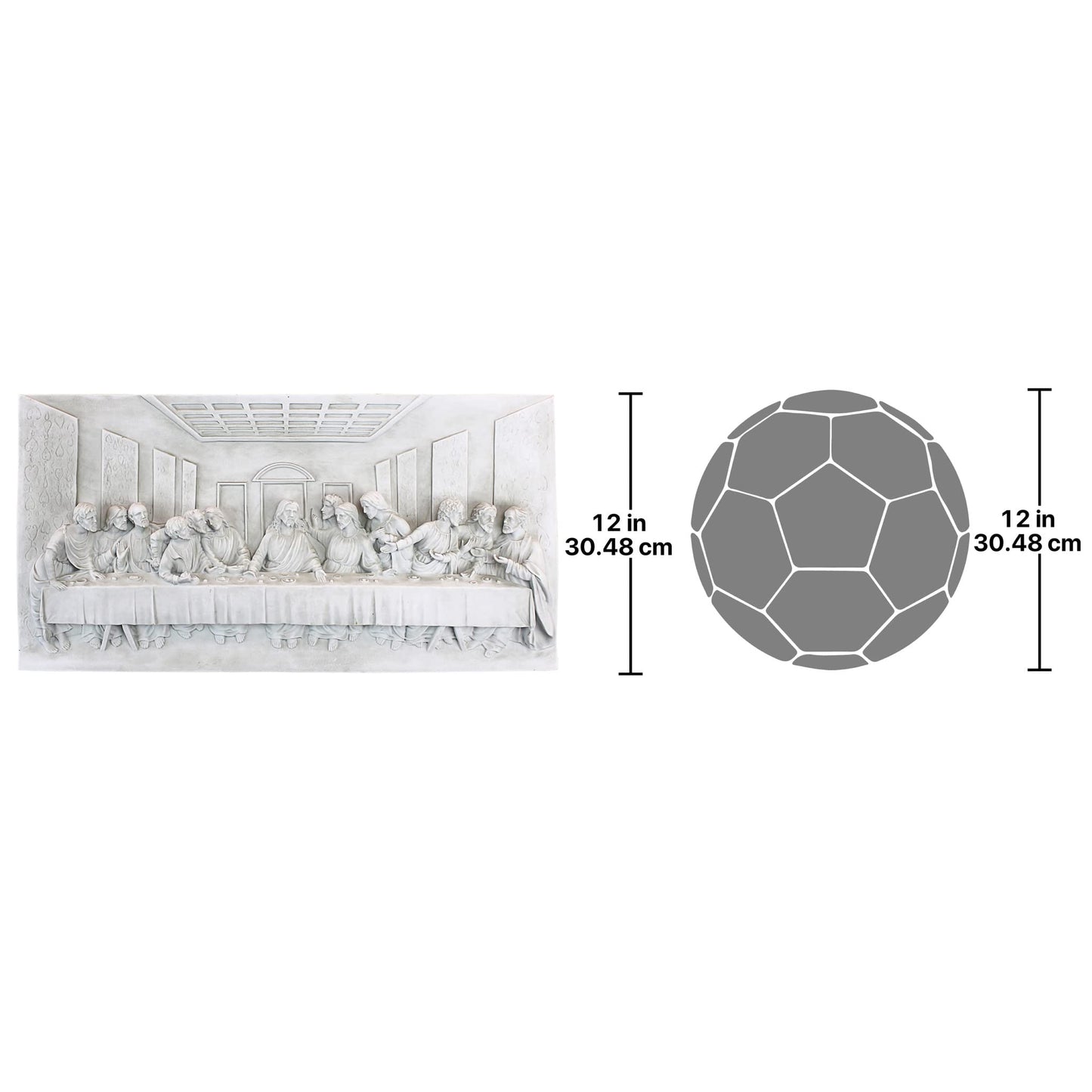 Design Toscano The Last Supper Religious Wall Frieze Sculpture, 58 cm, Polyresin, Antique Stone