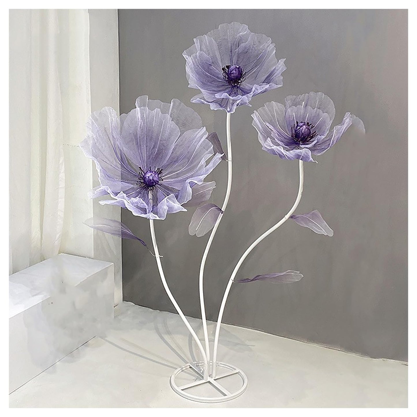 Large Artificial Giant Silk Flowers with Stand – Wedding & Event Decorations, Party Backdrops, Home Décor & Photography Props (Purple)