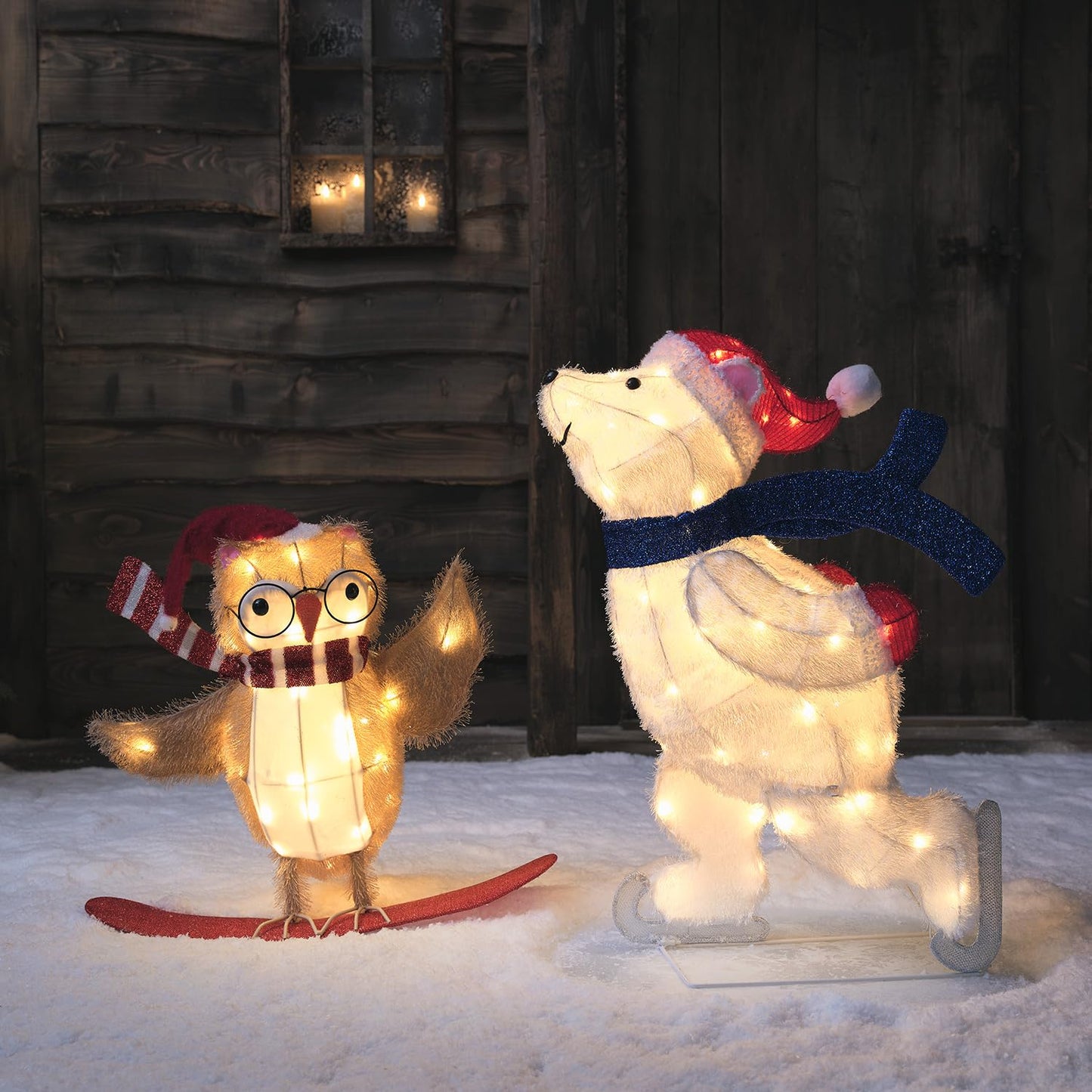 LED Skating Polar Bear Christmas Figure – 78cm Outdoor/Indoor Light-Up Decoration with Timer & Battery Power