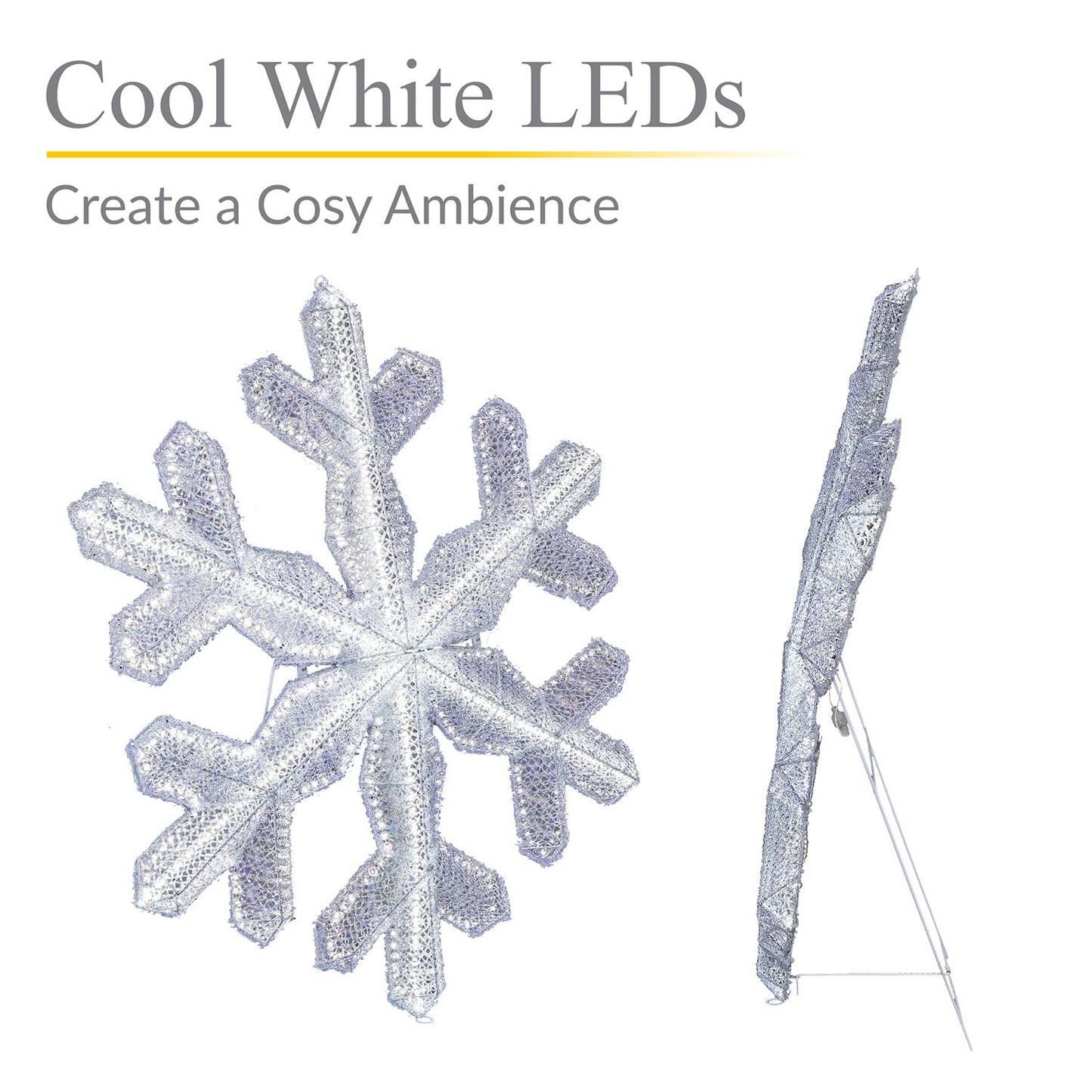 100cm Giant Pre-Lit Snowflake Christmas Decoration with 180 LED Lights – Indoor/Outdoor, Cool White