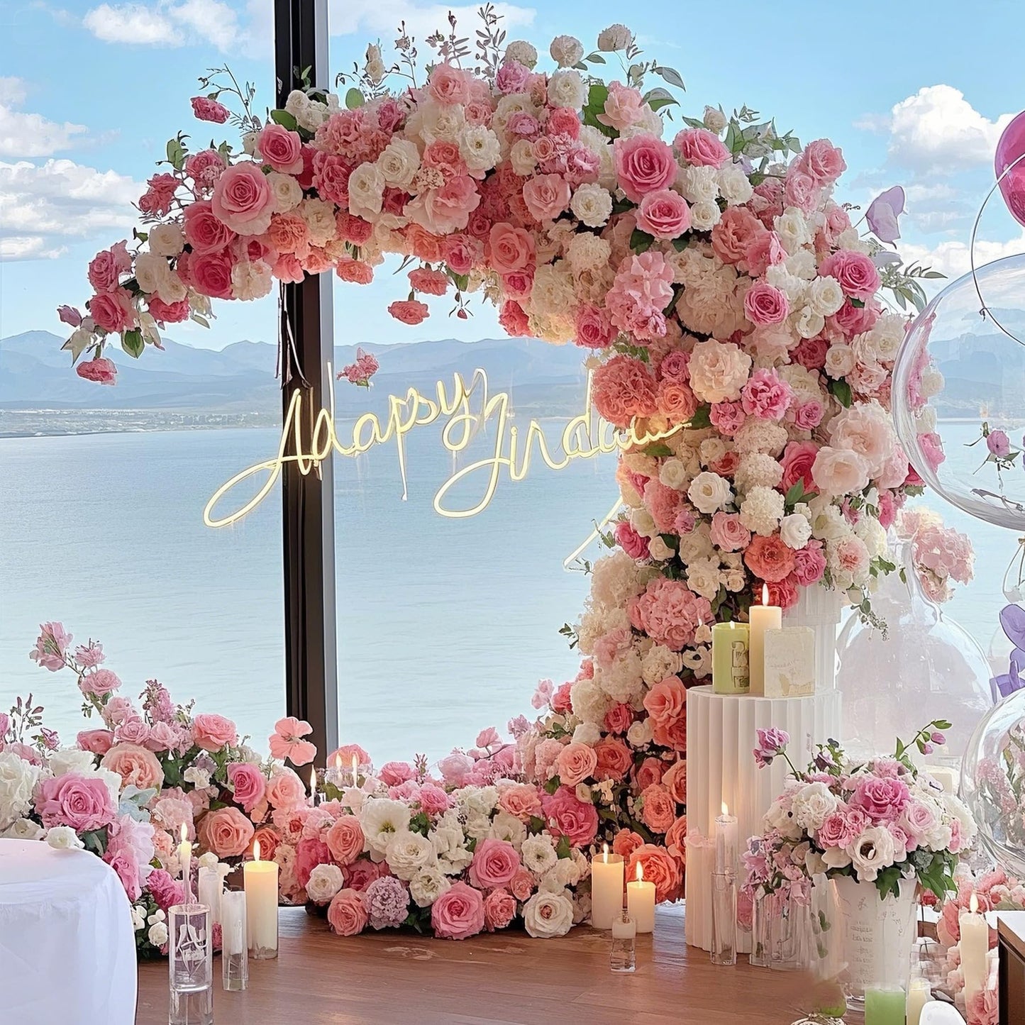6.6FT Curved Moon Balloon Arch Stand – Gold Metal Wedding Backdrop Frame with Rectangular Base, Perfect for Weddings, Baby Showers & Parties