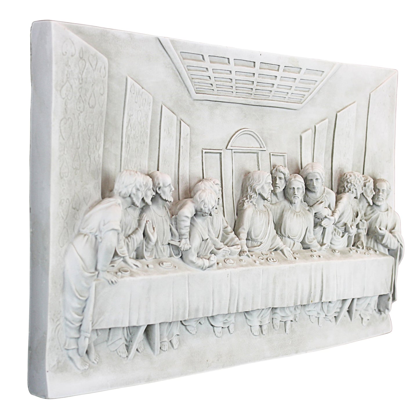 Design Toscano The Last Supper Religious Wall Frieze Sculpture, 58 cm, Polyresin, Antique Stone