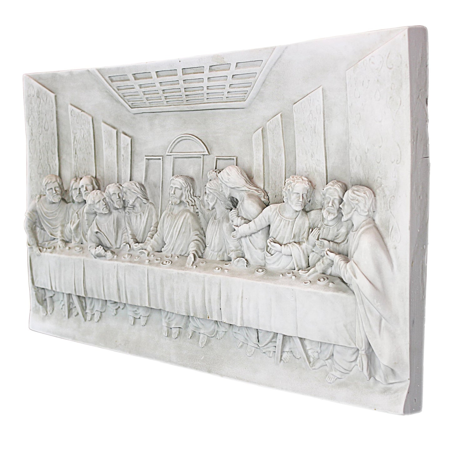 Design Toscano The Last Supper Religious Wall Frieze Sculpture, 58 cm, Polyresin, Antique Stone