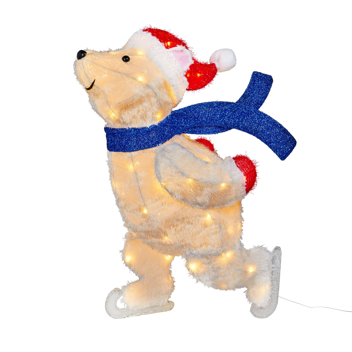 LED Skating Polar Bear Christmas Figure – 78cm Outdoor/Indoor Light-Up Decoration with Timer & Battery Power