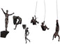 Set of 6 Bronze Climbing Men Wall Sculptures – Hanging Resin & Metal Figurines for Indoor/Outdoor Wall Art