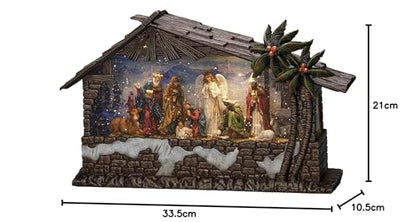 Konstsmide LED Snow Globe Nativity – Indoor Christmas Decoration with Water, Battery or USB Operated