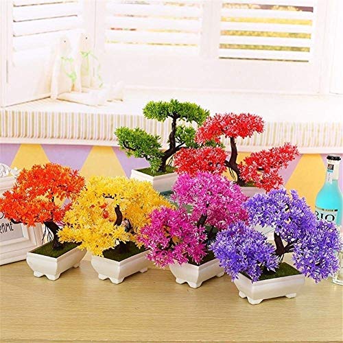Artificial Pine Bonsai Tree – Orange Potted Decorative Plant for Home, Office & Garden