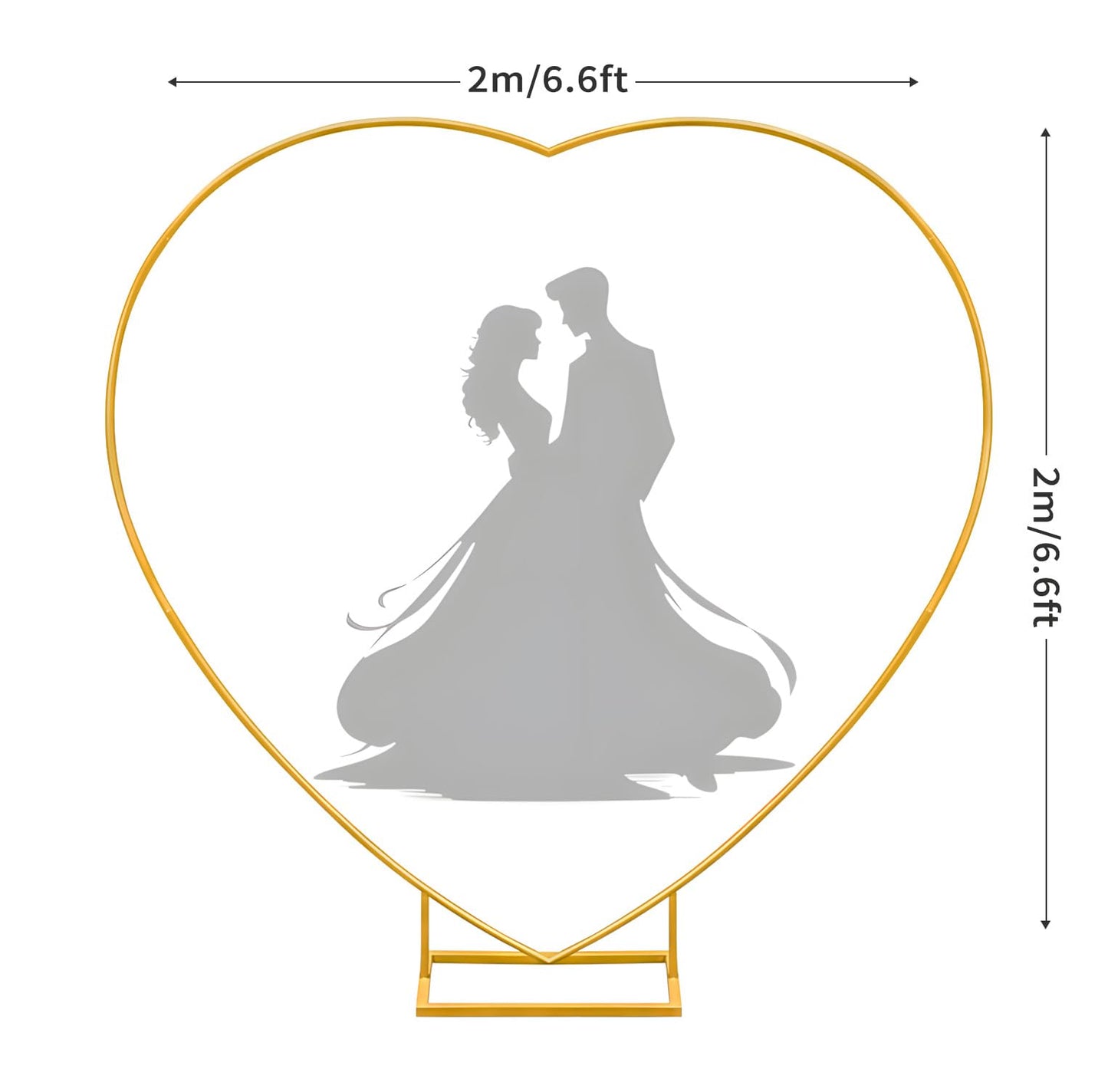 6.6FT Double Heart Balloon Arch Stand – Large Metal Frame for Weddings, Engagements, Valentine’s Day & Party Decorations (Gold)