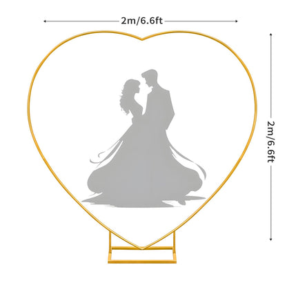 6.6FT Double Heart Balloon Arch Stand – Large Metal Frame for Weddings, Engagements, Valentine’s Day & Party Decorations (Gold)