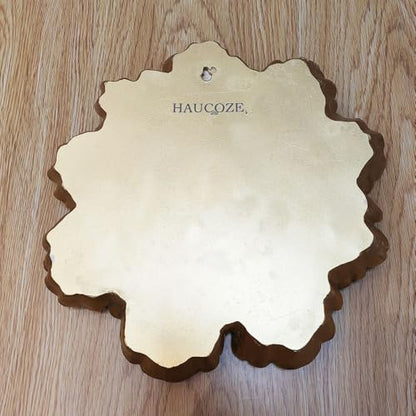 HAUCOZE Gold Flower Wall Sculpture – Modern Polyresin Wall Art Decor & Gift Figurine, 31cm