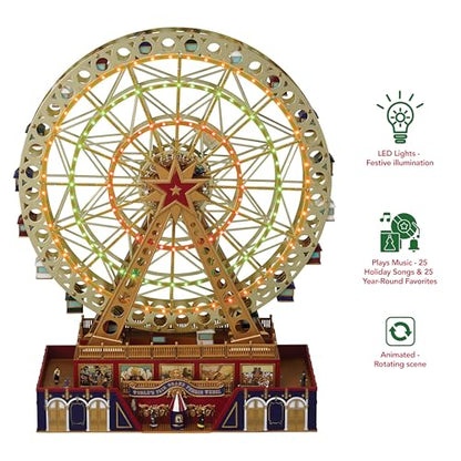 World’s Fair Grand Ferris Wheel – 15" Animated Musical Christmas Decoration with Lights & Rotating Motion (Gold)