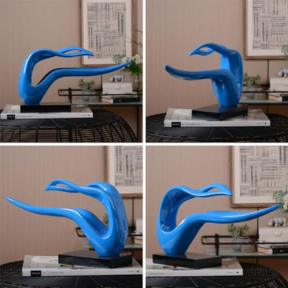 Modern Abstract Sculpture – Blue Polyresin Figurine Home Décor & Table Centerpiece (40cm)