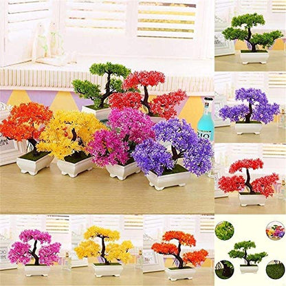 Artificial Pine Bonsai Tree – Orange Potted Decorative Plant for Home, Office & Garden