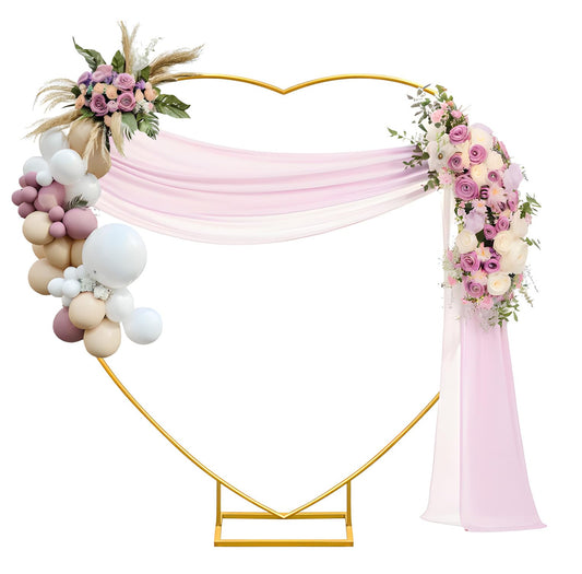 6.6FT Double Heart Balloon Arch Stand – Large Metal Frame for Weddings, Engagements, Valentine’s Day & Party Decorations (Gold)