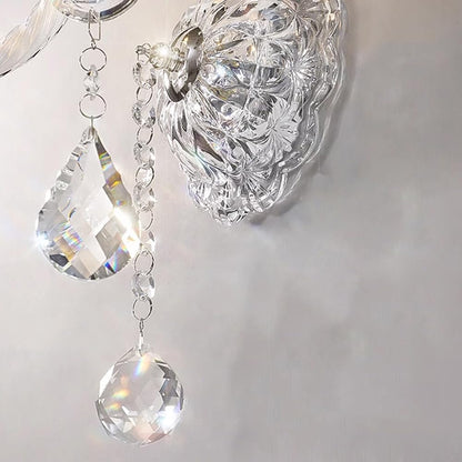 SWEMOPP White Crystal Wall Sconce – 2-Light LED French Country Wall Lamp for Bedroom, Bathroom & Living Room