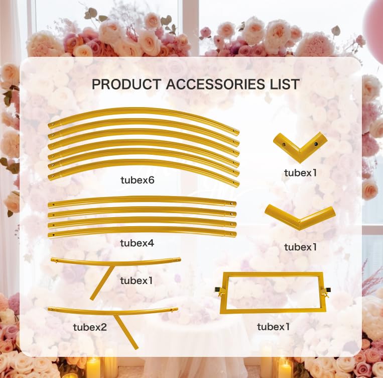 6.6FT Double Heart Balloon Arch Stand – Large Metal Frame for Weddings, Engagements, Valentine’s Day & Party Decorations (Gold)