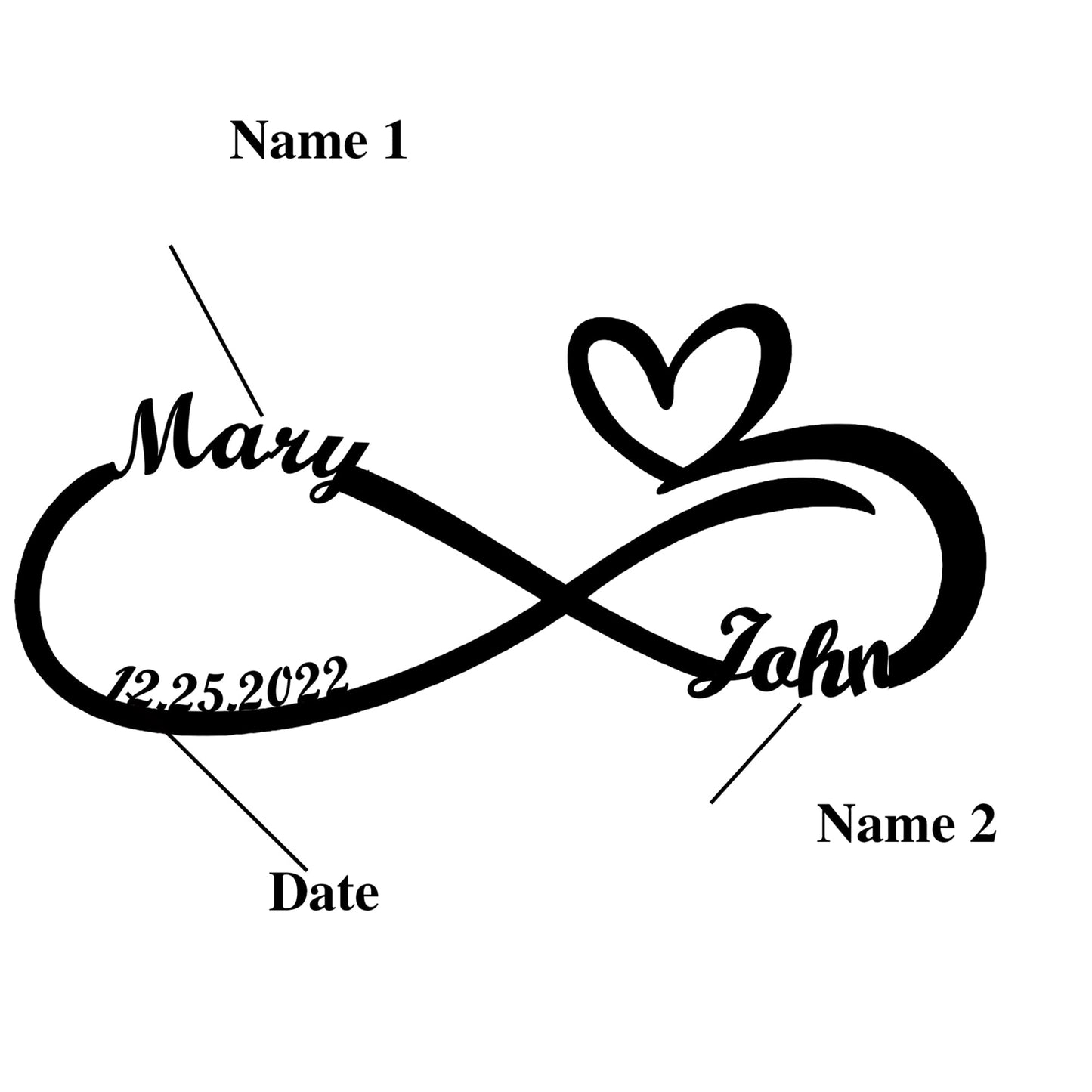 Custom Infinity Metal Sign with LED Lights – Personalized Heart Wall Décor for Weddings, Anniversaries & Home