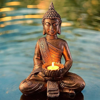 Meditating Buddha Statue – Feng Shui Resin Figurine for Home, Garden, and Zen Décor (Copper Finish)