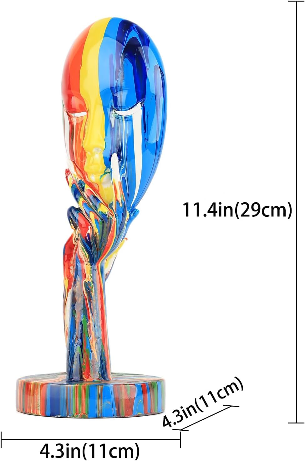 Abstract Colorful Woman Face Statue – Modern Thinker Lady Sculpture, Resin Art Décor for Living Room, Office & Home Interiors (Small, 30cm)