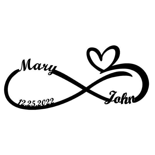 Custom Infinity Metal Sign with LED Lights – Personalized Heart Wall Décor for Weddings, Anniversaries & Home