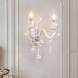 SWEMOPP White Crystal Wall Sconce – 2-Light LED French Country Wall Lamp for Bedroom, Bathroom & Living Room