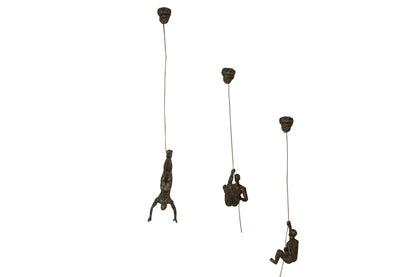 Set of 6 Bronze Climbing Men Wall Sculptures – Hanging Resin & Metal Figurines for Indoor/Outdoor Wall Art