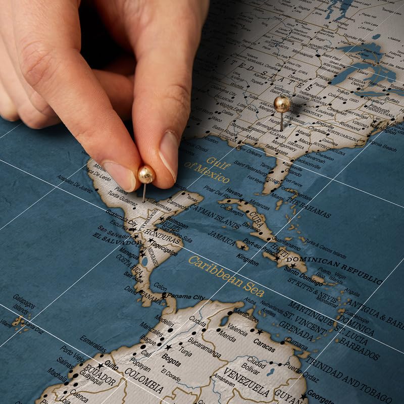 Canvas World Map with Cork Pin Board – 120x80cm Wall Art for Travel Planning & Home Décor