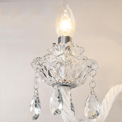 SWEMOPP White Crystal Wall Sconce – 2-Light LED French Country Wall Lamp for Bedroom, Bathroom & Living Room