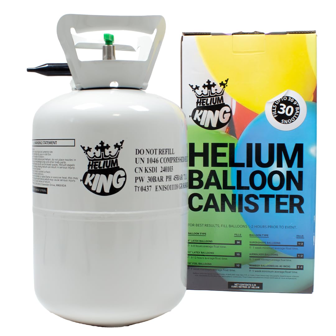 Disposable Helium Gas Canister – Fills up to 30 Latex Balloons (9") or 14 Foil Balloons – Pre-Filled Helium Cylinder for Parties & Events