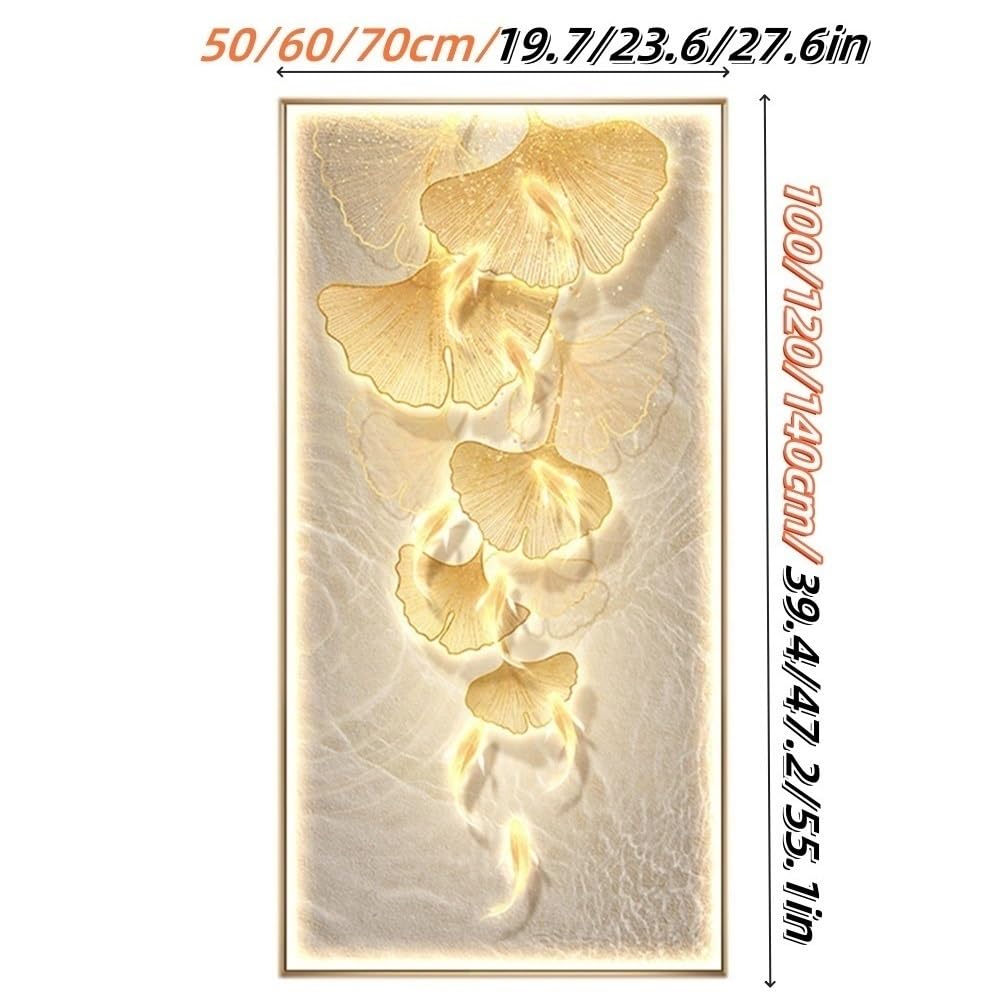 Ginkgo Leaf LED Wall Art – 3D Lighted Mural for Bedroom & Living Room, Modern Illuminated Home Décor Painting