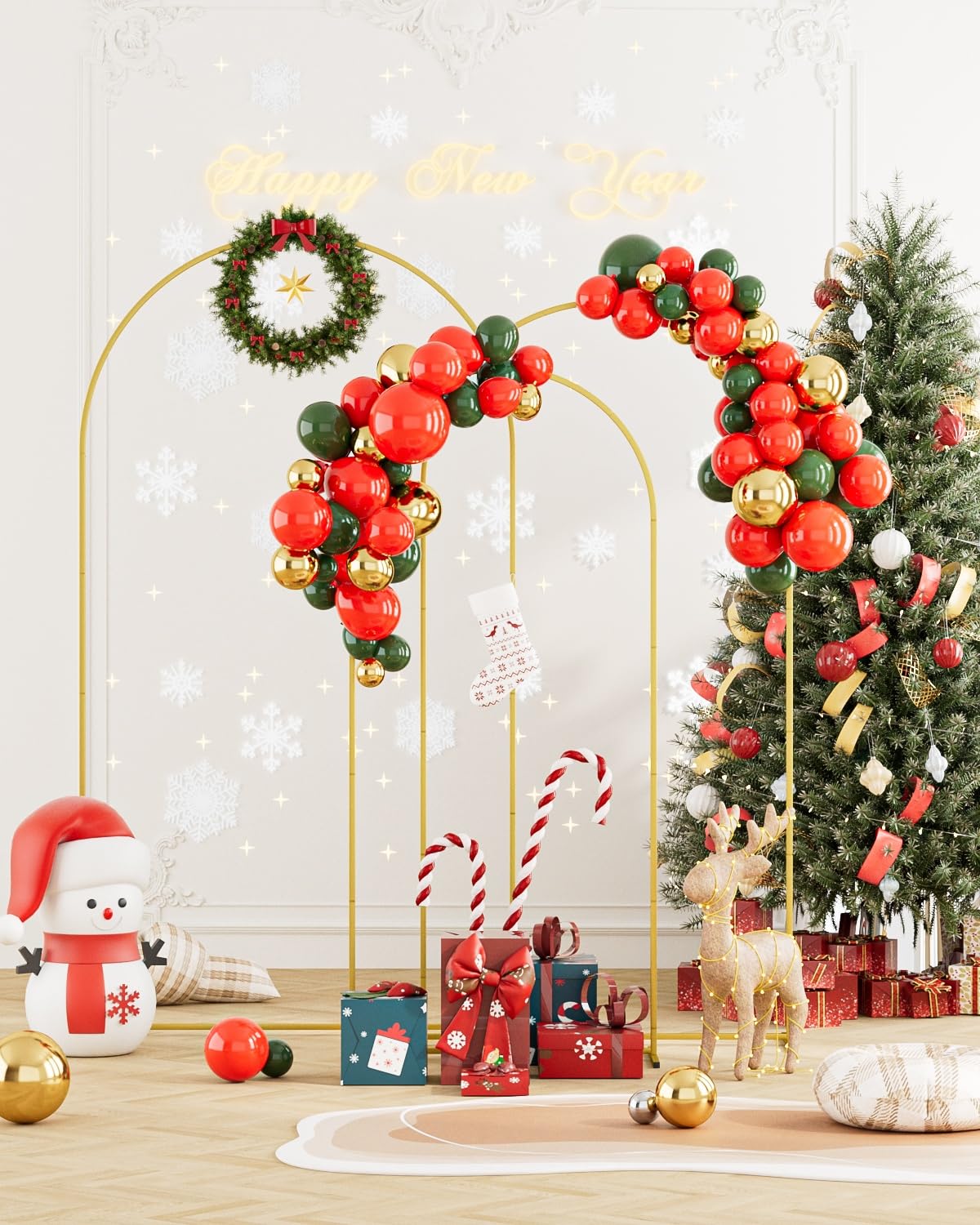 Set of 3 Gold Metal Wedding Arch Backdrop Stands – 7.2FT, 6.6FT, 6FT Balloon Arch Frames for Ceremony, Reception & Event Decorations