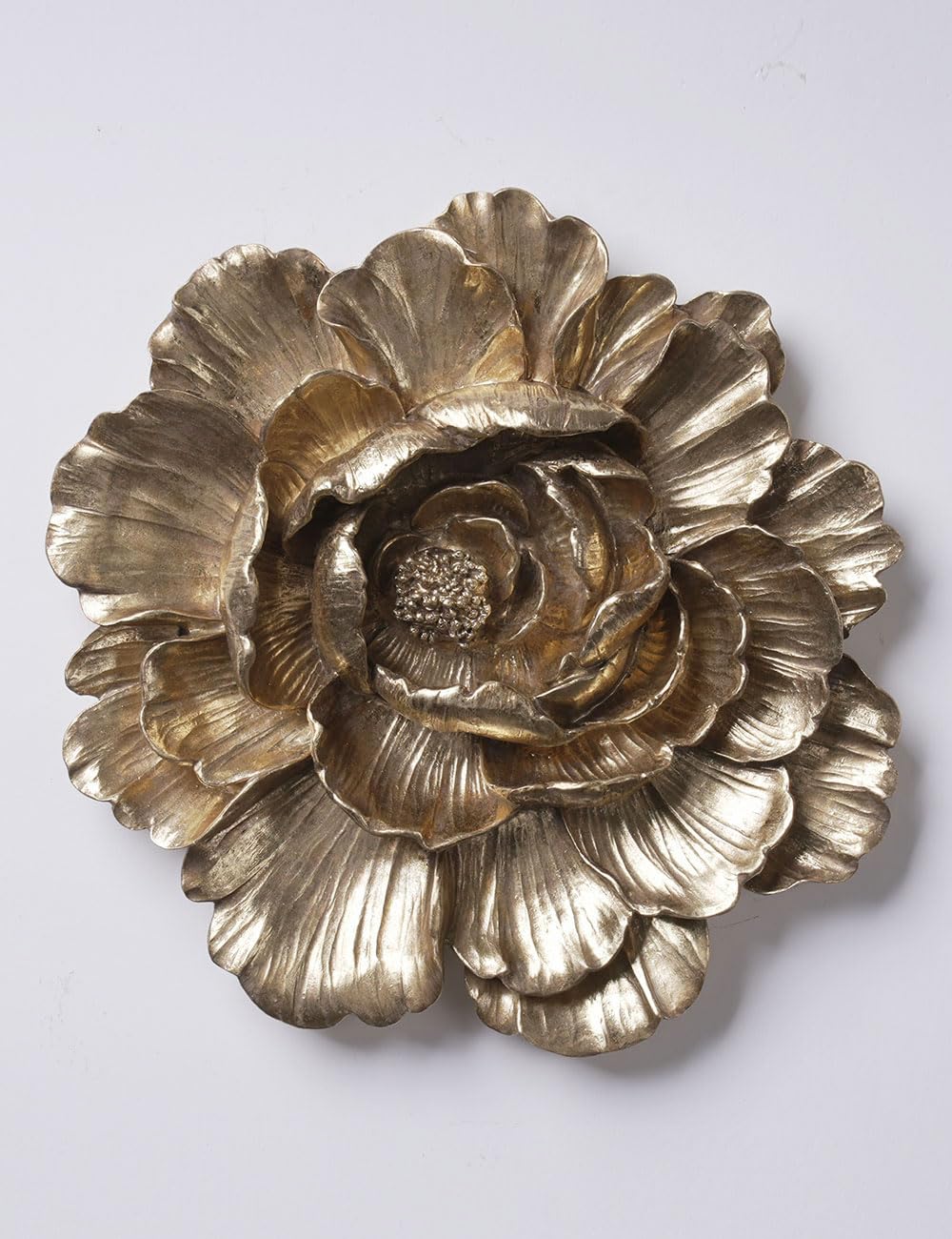 HAUCOZE Gold Flower Wall Sculpture – Modern Polyresin Wall Art Decor & Gift Figurine, 31cm