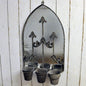 Wall Mirror with Triple Planter – Decorative Metal Frame with Pots for Home & Garden