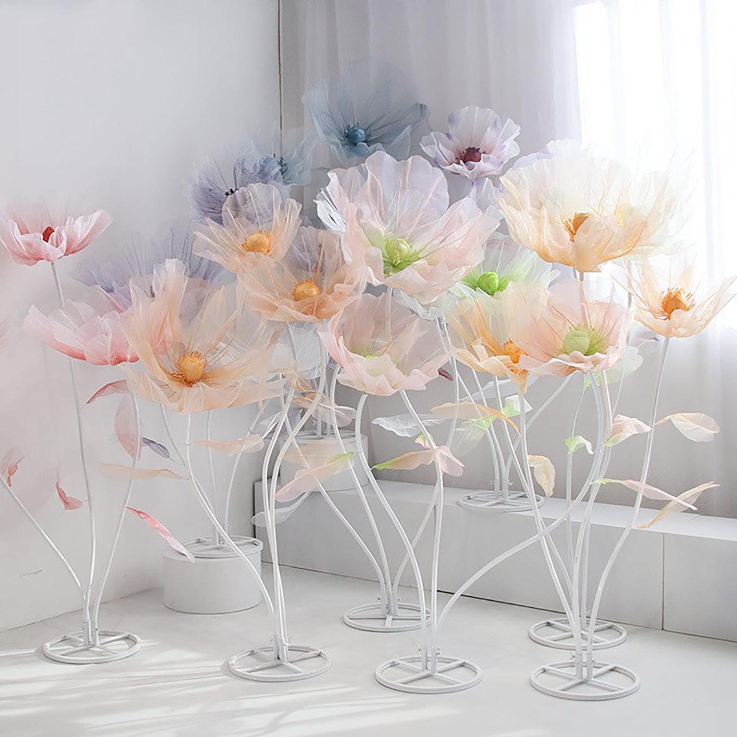 Large Artificial Giant Silk Flowers with Stand – Wedding & Event Decorations, Party Backdrops, Home Décor & Photography Props (Purple)