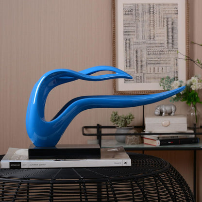 Modern Abstract Sculpture – Blue Polyresin Figurine Home Décor & Table Centerpiece (40cm)