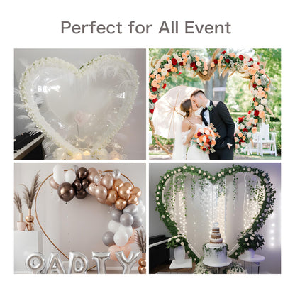 6.6FT Double Heart Balloon Arch Stand – Large Metal Frame for Weddings, Engagements, Valentine’s Day & Party Decorations (Gold)