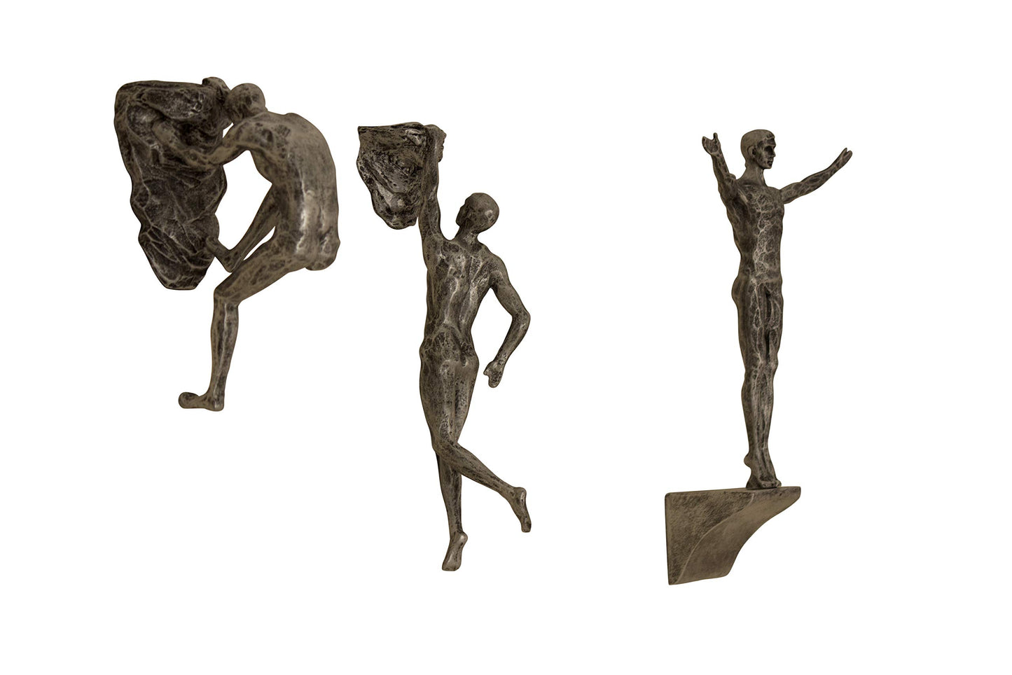 Set of 6 Bronze Climbing Men Wall Sculptures – Hanging Resin & Metal Figurines for Indoor/Outdoor Wall Art