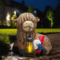 Solar Highland Cow Gnome with Lantern – Funny Resin Garden Statue with Solar Light, Outdoor Yard & Patio Decoration, Unique Gift