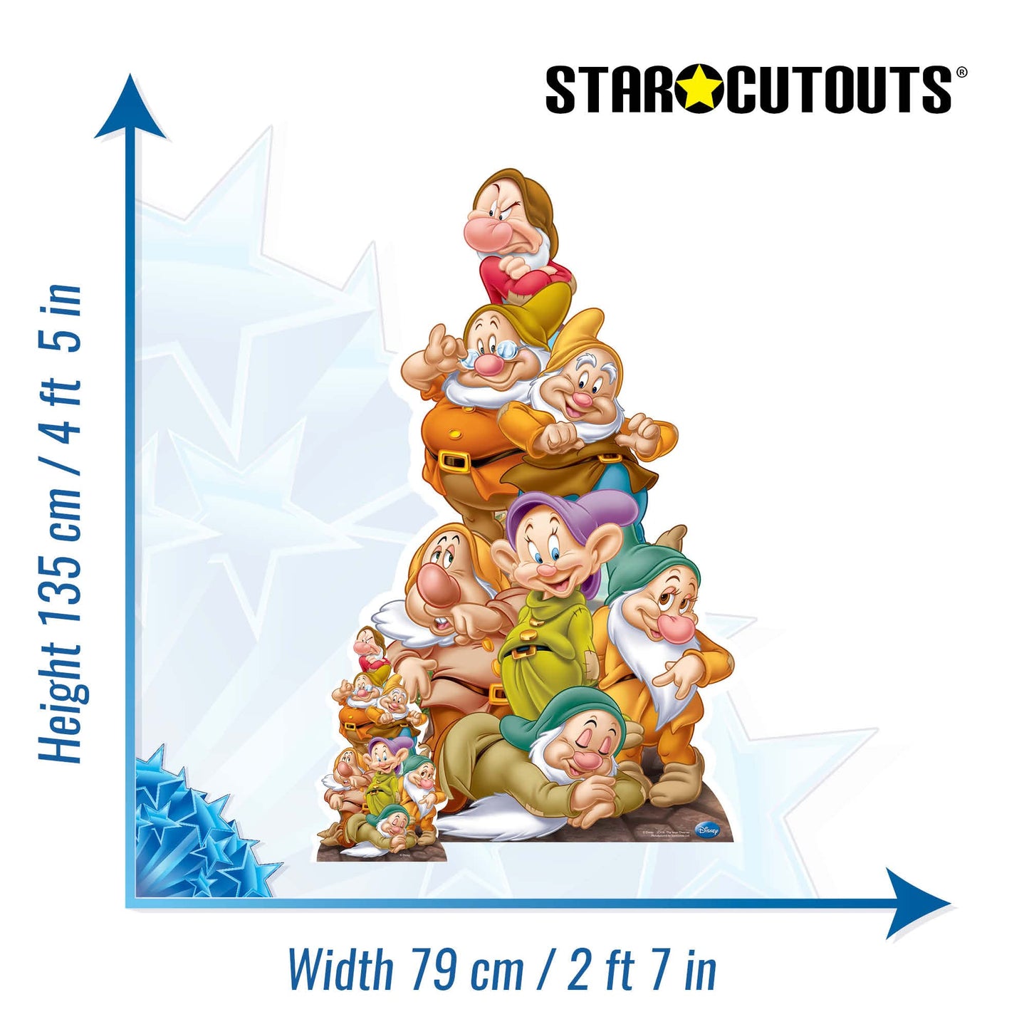 STAR CUTOUTS Seven Dwarves Lifesize Cardboard Cutout – Disney Party & Event Decoration