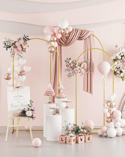 Set of 3 Gold Metal Wedding Arch Backdrop Stands – 7.2FT, 6.6FT, 6FT Balloon Arch Frames for Ceremony, Reception & Event Decorations