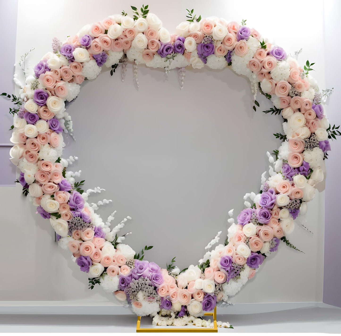 6.6FT Double Heart Balloon Arch Stand – Large Metal Frame for Weddings, Engagements, Valentine’s Day & Party Decorations (Gold)