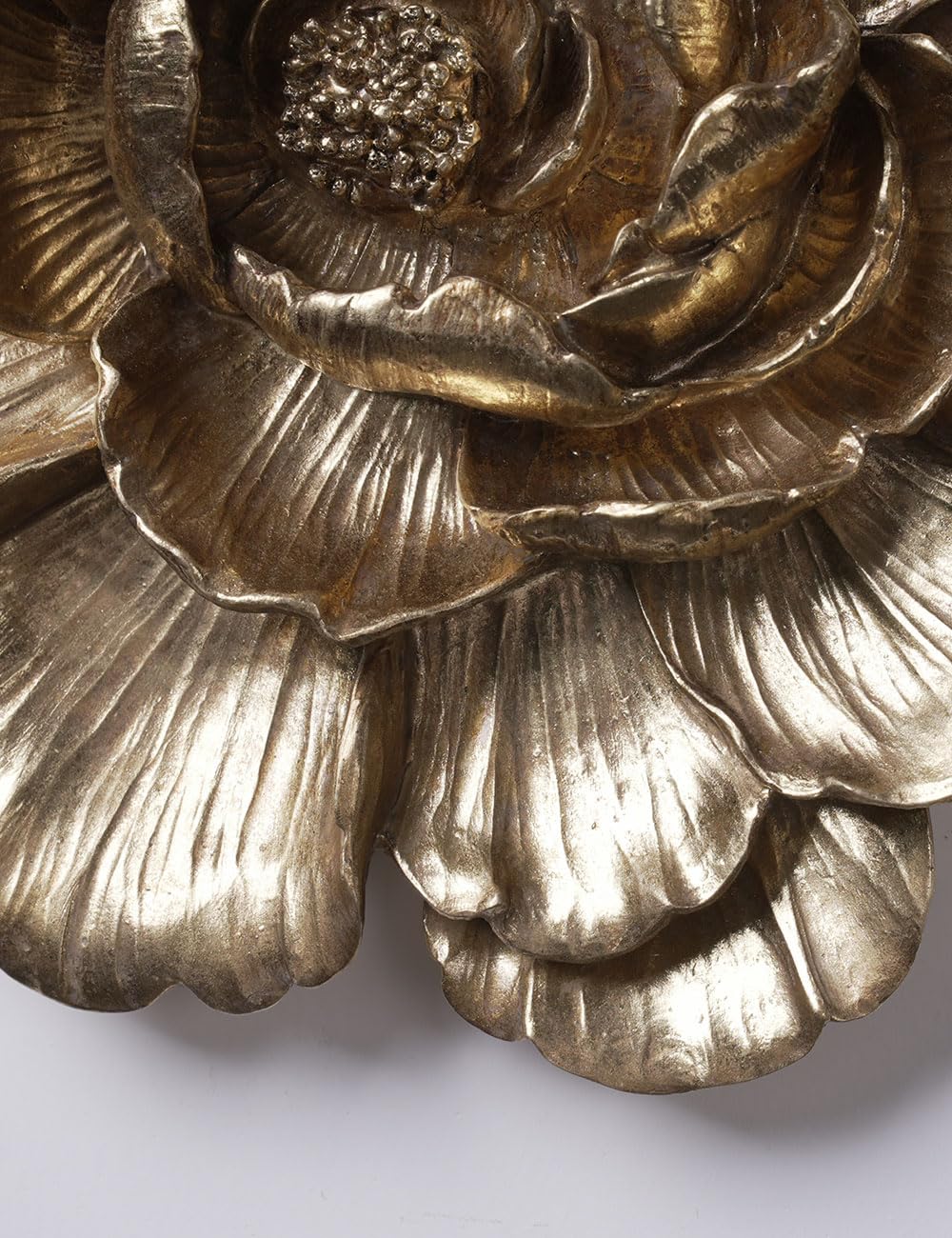 HAUCOZE Gold Flower Wall Sculpture – Modern Polyresin Wall Art Decor & Gift Figurine, 31cm