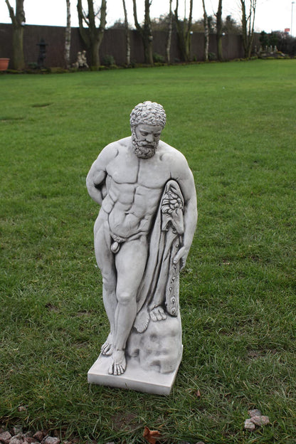 Ancient Greek-Style Concrete Male Sculpture – Handmade Stone Statue Garden & Home Ornament (Grey)