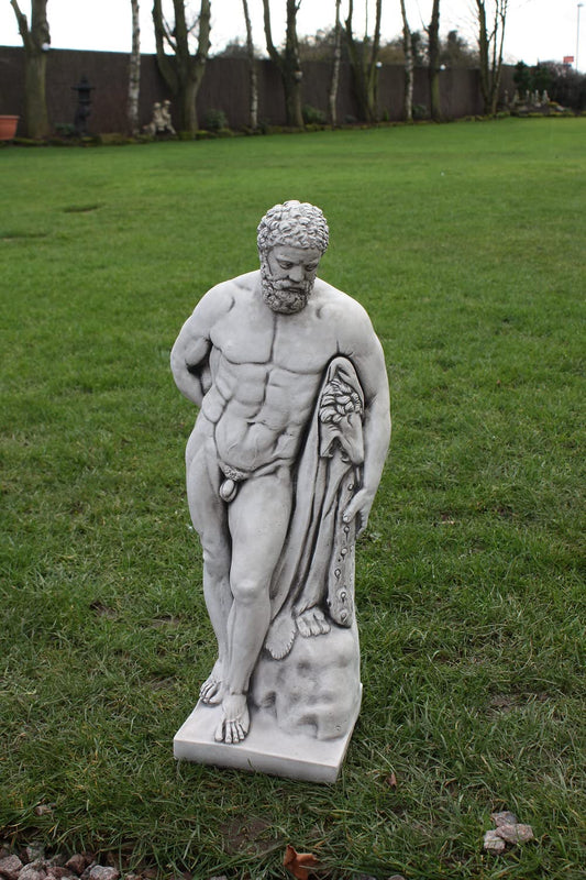Ancient Greek-Style Concrete Male Sculpture – Handmade Stone Statue Garden & Home Ornament (Grey)