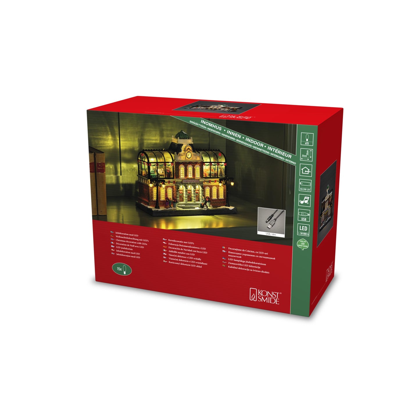 Konstsmide LED Christmas Village Scene with Music – Battery or USB Operated Holiday Decoration